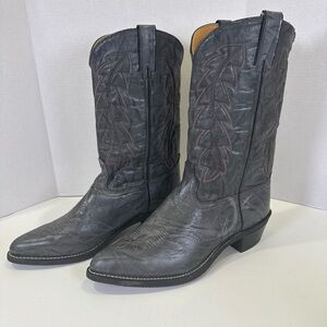 Wrangler Western Cowboy Boots Mens Sz 15D gray Leather Rodeo 6552 Flame stitch